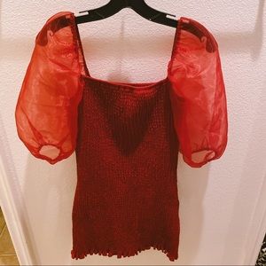 Forever 21 Smocked Organza-Sleeve Dress